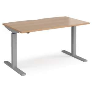 Elev 1400mm Electric Height Adjustable Desk In Beech And Silver