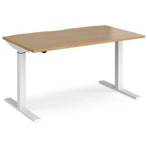 Elev 1400mm Electric Height Adjustable Desk In Oak And White