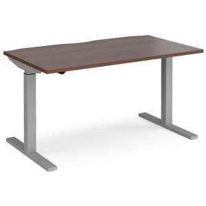 Elev 1400mm Electric Height Adjustable Desk In Walnut And Silver