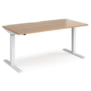 Elev 1600mm Electric Height Adjustable Desk In Beech And White