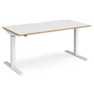 Elev 1600mm Electric Height Adjustable Desk In White And Oak