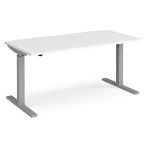 Elev 1600mm Electric Height Adjustable Desk In White And Silver