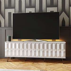 Elevate High Gloss TV Stand In White With LED Lights