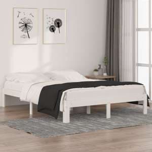 Eliada Solid Pinewood King Size Bed In White