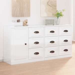 Elias High Gloss Sideboard With 1 Door 9 Drawers In White - UK