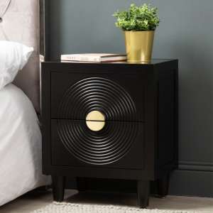 Eliot Mirror Top Bedside Cabinet In Black And Gold Handle - UK