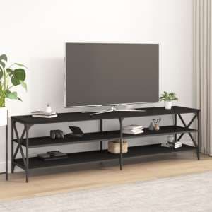 Elitia Wooden TV Stand With 2 Large Shelves In Black - UK