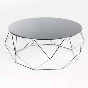 Ella Black Glass Coffee Table Round With Silver Metal Frame