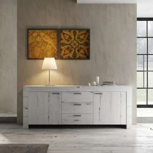 Ellie Wooden Sideboard In White Oak With 2 Doors And 3 Drawers