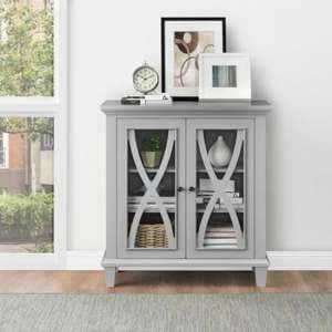 Elise Wooden Display Cabinet In Grey With 2 Doors