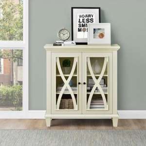 Elise Wooden Display Cabinet In Ivory With 2 Doors