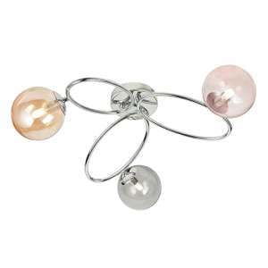 Ellipse 3 Lights Colored Glass Shades Ceiling Light In Chrome - UK