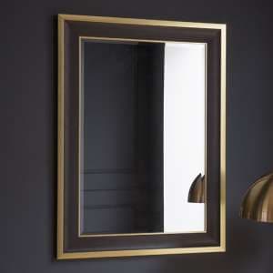 Elmont Rectangular Bevelled Wall Mirror In Black And Gold - UK