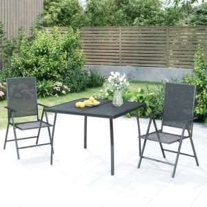 Elon Large Square Steel 3 Piece Garden Dining Set In Anthracite
