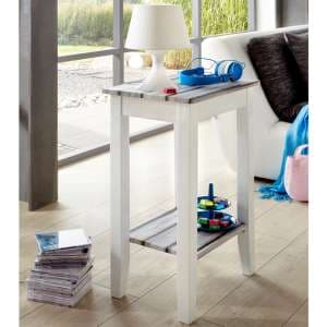 Eloy Wooden Side Table In White And Maritimo Pine - UK