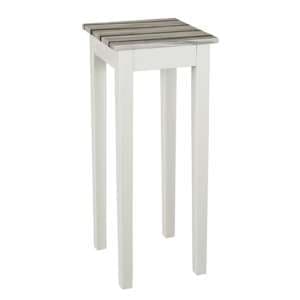 Eloy Tall Square Wooden Side Table In White And Maritimo Pine - UK