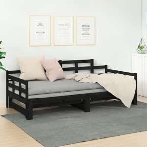 Elstan Solid Pine Wood Pull-out Single Day Bed In Black - UK