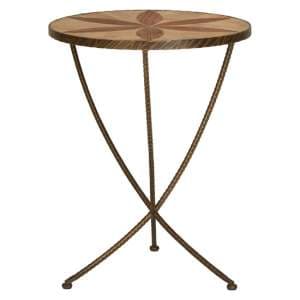 Eltro Large Wooden Side Table With Antique Brass Legs In Brown - UK