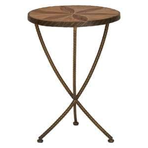 Eltro Small Wooden Side Table With Antique Brass Legs In Brown - UK