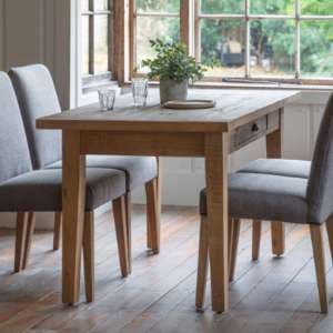 Elvedon Wooden Dining Table With 1 Drawer In Natural