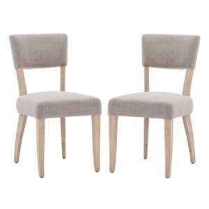 Elvira Grey Fabric Dining Chairs With Oak Legs In Pair - UK