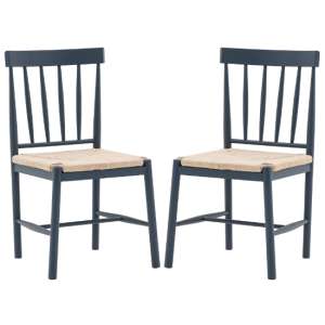 Elvira Meteror Wooden Dining Chairs With Rope Seat In Pair