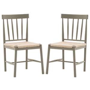 Elvira Prairie Wooden Dining Chairs With Rope Seat In Pair