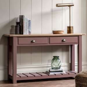 Elvira Wooden Console Table With 2 Drawers In Oak And Clay - UK