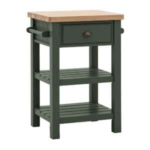 Elvira Wooden Side Table With 1 Drawer In Oak And Moss