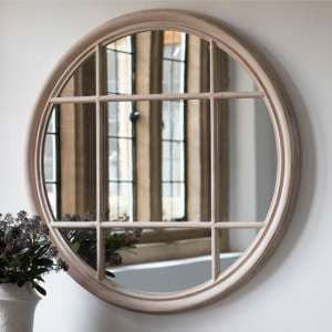Elwood Round Portrait Wall Mirror In Clay Wooden Frame - UK