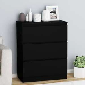 Elyes Wooden Chest Of 3 Drawers In Black