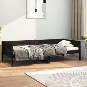 Emeric Solid Pine Wood Single Day Bed In Black