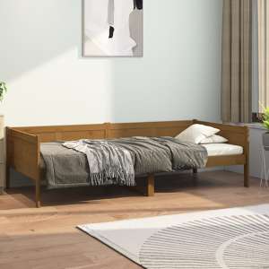 Emeric Solid Pine Wood Single Day Bed In Honey Brown