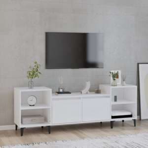 Emery High Gloss TV Stand With 2 Doors 2 Shelves In White