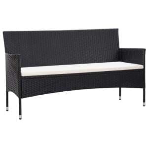 Emery Poly Rattan 3 Seater Garden Sofa With Cushions In Black - UK