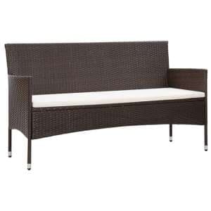 Emery Poly Rattan 3 Seater Garden Sofa With Cushions In Brown - UK
