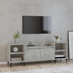 Emery Wooden TV Stand With 2 Doors 2 Shelves In Concrete Effect - UK
