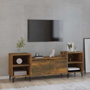 Emery Wooden TV Stand With 2 Doors 2 Shelves In Smoked Oak - UK