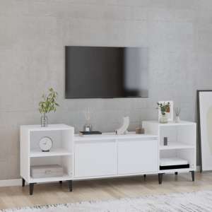 Emery Wooden TV Stand With 2 Doors 2 Shelves In White - UK