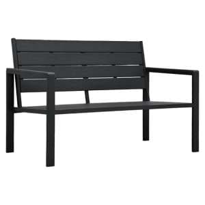 Emma Wooden Garden Seating Bench With Steel Frame In Black - UK