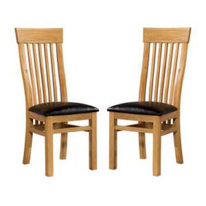 Empire Solid Oak Dining Chairs In Pair