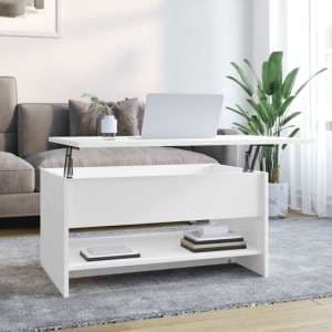 Engin Lift-Up Wooden Coffee Table In White