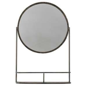 Enoch Wall Mirror With Shelf In Black Iron Frame - UK