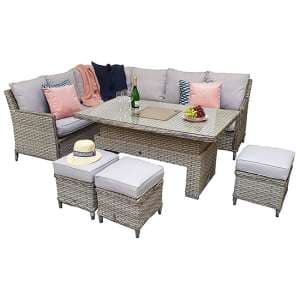 Enola Corner Lift Dining Sofa Set In 3 Wicker Special Grey - UK