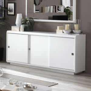 Enox Sideboard In White High Gloss With 3 Sliding Doors