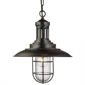 Eos Fisherman Ceiling Light In Black Gold With Caged Shade