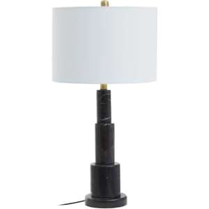 Epinal White Shade Table Lamp With Black Marble Base