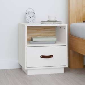Epix Pine Wood Bedside Cabinet With 1 Drawer In White - UK