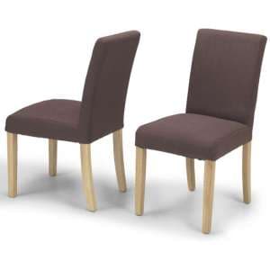 Exotic Brown Fabric Dining Chairs In A Pair With Natural Legs - UK