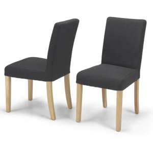 Exotic Dark Grey Fabric Dining Chairs In A Pair With Natural Leg - UK